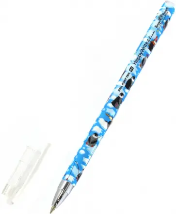 Ручка шариковая Пингвины, синяя обложка книги