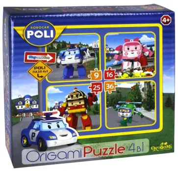 Пазл-набор 4 в 1 "Робокар Поли. Прогулка" (00226) обложка книги
