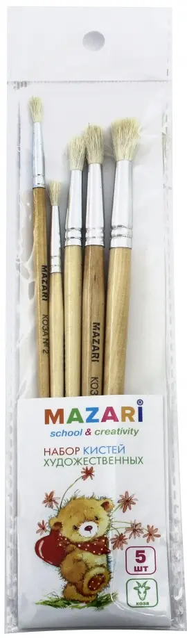 Набор художественных кистей (5 шт, коза, № 2, 3, 4, 5, 6) (М-5128) обложка книги