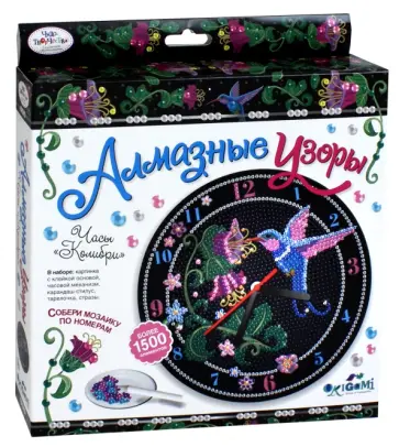 Мозаика-алмазные узоры часы "Колибри" (03211) обложка книги