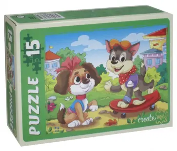 Пазл "Щенки на прогулке" (15 элементов) (ПУ15-7285) обложка книги