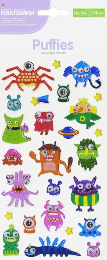 Наклейки с подвижными глазками "НАБОР №3" 6 видов (2-295) обложка книги