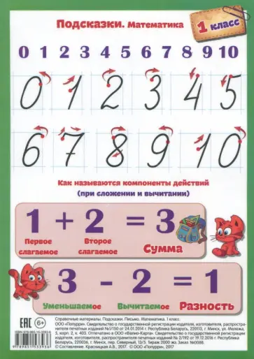 Подсказки. Письмо. Математика. 1 класс Подсказки. Письмо. Математика. 1 класс обложка книги
