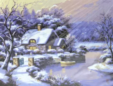 Раскраска по номерам "Зимний домик" (40х50 см) (S 3808) обложка книги