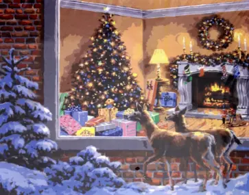 Раскраска по номерам "Олени у витрины" (40х50 см) (S 594) обложка книги