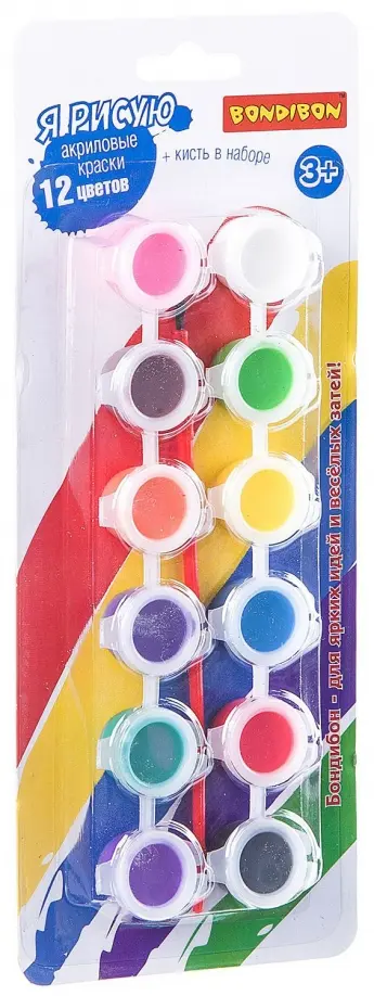 Акриловые краски (12 цветов + кисть) (ВВ2234) обложка книги