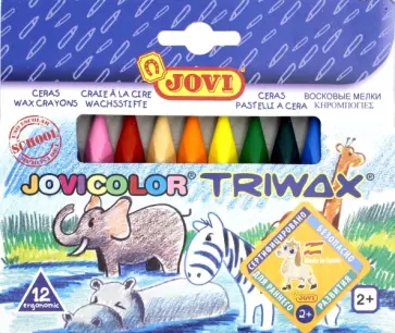 Карандаши восковые 12 цветов, трехгранные (973/12) обложка книги