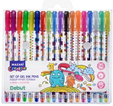 Набор ручек гелевых "Debut" (18 цветов, ароматизированные чернила) (М-5514-18) обложка книги