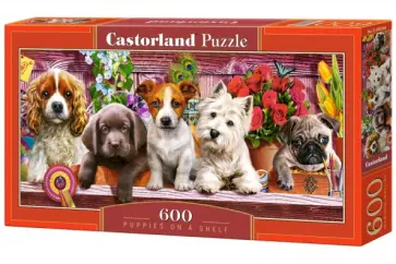 Puzzle-600 "Щенки на полке" (В-060368) обложка книги