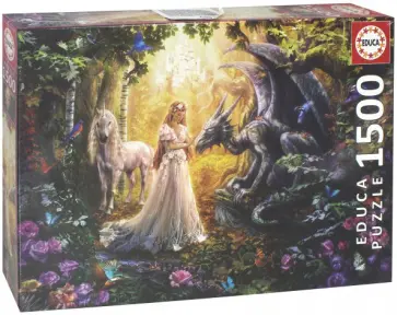 Пазл-1500 Дракон, принцесса и единорог обложка книги
