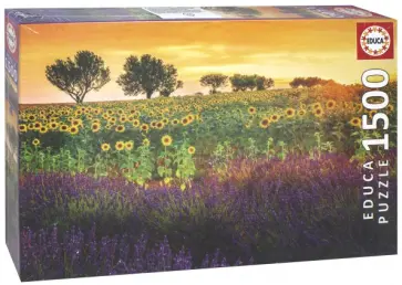 Пазл-1500 "Поле подсолнухов и лаванды" (17669) обложка книги