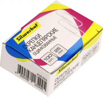 Скрепки канцелярские, 25 мм, 100 штук, оцинкованные Скрепки канцелярские, 25 мм, 100 штук, оцинкованные обложка книги