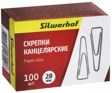 Скрепки канцелярские (28 мм, 100 штук, оцинкованные, треугольные) (491030) обложка книги