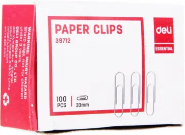 Скрепки металлические, 33 мм, 100 штук Скрепки металлические, 33 мм, 100 штук обложка книги