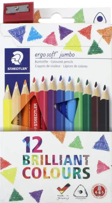 Карандаши цветные "Ergosoft Jumbo" (12 цветов, трехгранные, точилка) (158C12) обложка книги