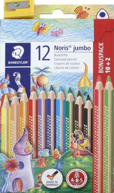 Карандаши цветные "Noris Club Jumbo" (12 цветов, трехгранные, точилка) (128NC12P1) обложка книги