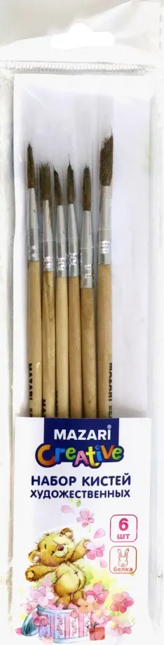 Набор кистей из волоса белки, 6 штук, № 1, 2, 3, 4, 5, 6 обложка книги