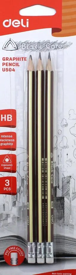Набор чернографитных карандашей Deli (HB, 3 штуки) (EU50403) обложка книги