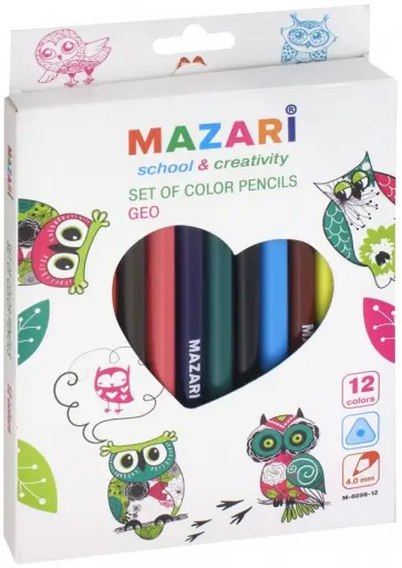 Карандаши цветные "Geo" (пластиковые, трехгранные, 12 цветов) (M-6098-12) обложка книги