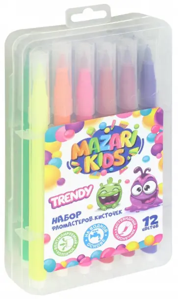 Фломастеры-кисти "Trendy" (12 цветов) (M-5067-12) обложка книги
