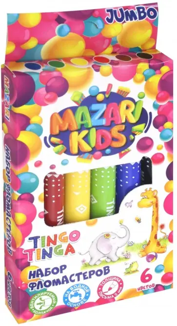 Фломастеры "Tingo Tinga Jumbo" (6 цветов) (M-5070- 6) обложка книги