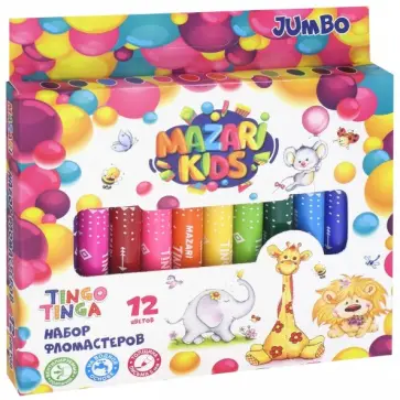Фломастеры "Tingo Tinga Jumbo" (12 цветов) (M-5070-12) обложка книги
