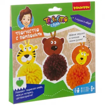 Набор Творчество с помпонами. Забавные зверушки! обложка книги
