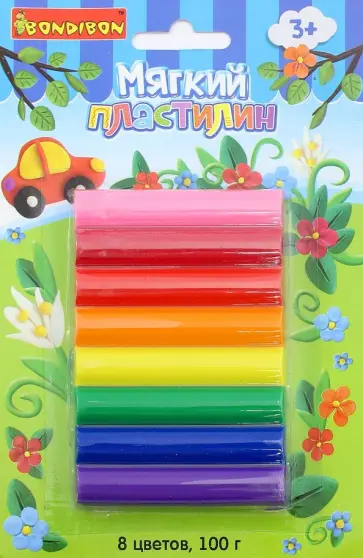 Пластилин 8 цветов стандарт, 100 гр. (ST-100-8/ ВВ1802) обложка книги