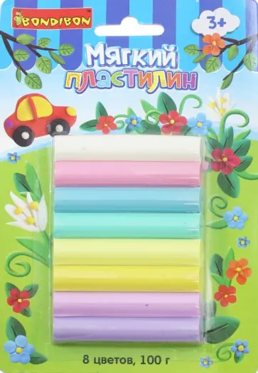 Пластилин, 8 цветов, пастельные цвета обложка книги