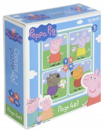 Набор пазлов 4 в 1 PeppaPig. На прогулке обложка книги