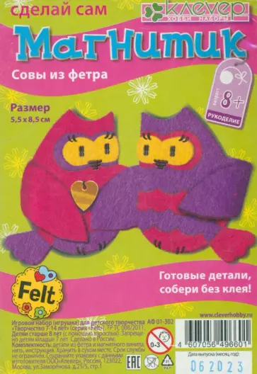 Магнитик из фетра Совы обложка книги