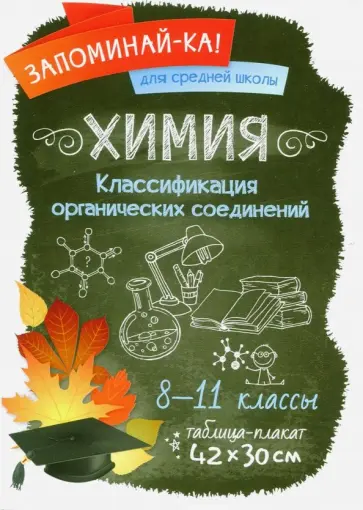 Химия. Классификация органических соединений. 8-11 классы. Таблица-плакат Химия. Классификация органических соединений. 8-11 классы. Таблица-плакат обложка книги