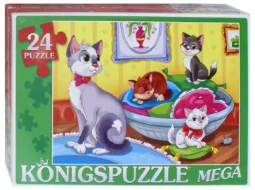Mega Puzzle-24 "Кошка и котята" (ПК24-9983) обложка книги