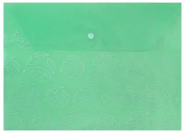 Конверт на кнопке "Листочки", А4, зеленый (PK810GRN) обложка книги