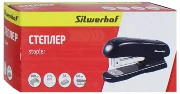 Степлер "Silwerhof" 24/6, 20 листов, черный (401070-01) обложка книги