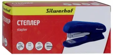 Степлер "Silwerhof" 24/6, 20 листов, синий (401070-02) обложка книги