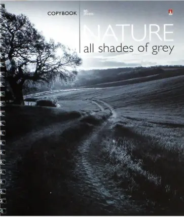 Тетрадь Природа. Монохром, А5+, 80 листов, клетка, в ассортименте обложка книги