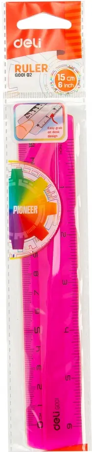 Линейка 15 см "Pioneer" пластик, ассорти (EG00102) обложка книги