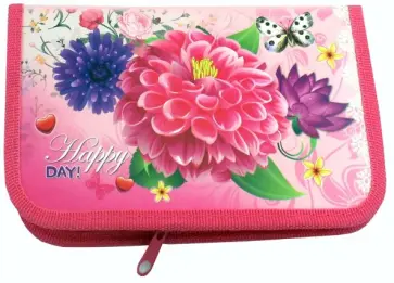 Пенал 1 отделение с откидной планкой НЕЖНЫЕ ЦВЕТЫ НА РОЗОВОМ (ПН-6137) обложка книги