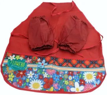 Фартук с 2 карманами ЦВЕТЫ В УЗОРАХ с нарукавниками (ФН-0933) обложка книги