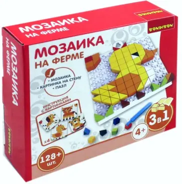 Мозаика "На ферме", 128 деталей (ВВ3026) обложка книги