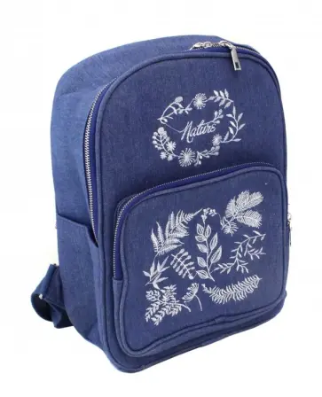 Рюкзак молодежный "Веточки" (голубой, джинса) (46670) обложка книги