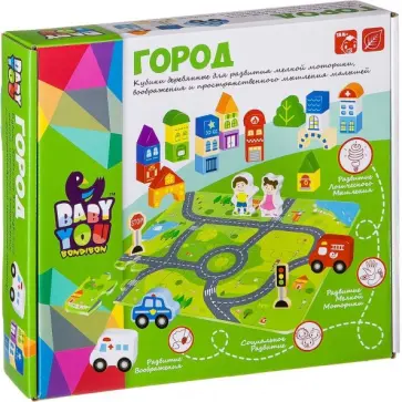 Набор деревянные Кубики "ГОРОД", 57 деталей, (TY197/ВВ2382) обложка книги