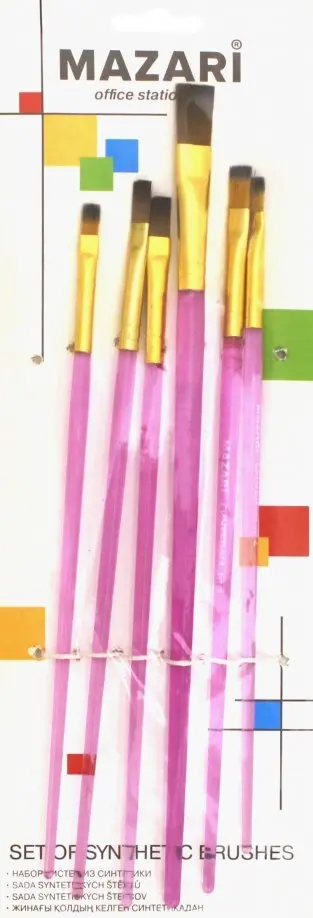 Набор кистей художественных, нейлон, 6 штук, в ассортименте обложка книги