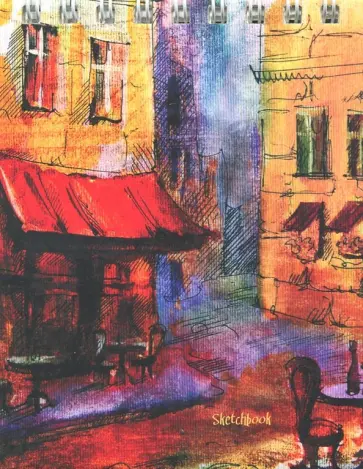 Скетчбук 80 листов, А6+ евроспираль "Акварельная улочка" (ТС6804664) обложка книги