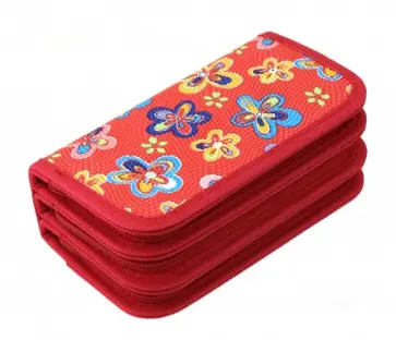 Пенал 3 отделения "КРАСНЫЕ ЦВЕТЫ-3" ткань (ПН-0737) обложка книги