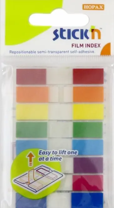 Закладки самоклеящиеся пластиковые, 20 листов, 8 цветов (26074) обложка книги