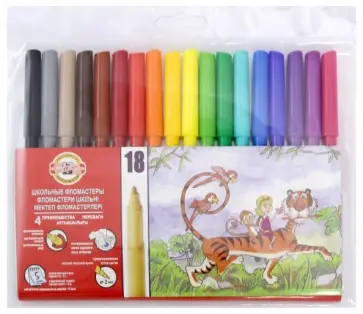 Фломастеры Zоо, 18 цветов, смываемые обложка книги