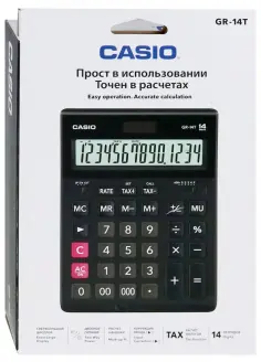 Калькулятор настольный электронный 14-разрядный, черный (GR-14T) обложка книги