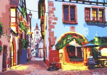 Холст "На углу европейской улочки" (30х40 см) (Х-3398) обложка книги